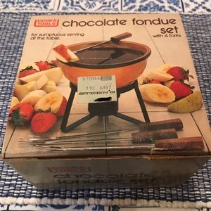NIB VTG Cooks Tools Chocolate Fondue Set 4 Forks